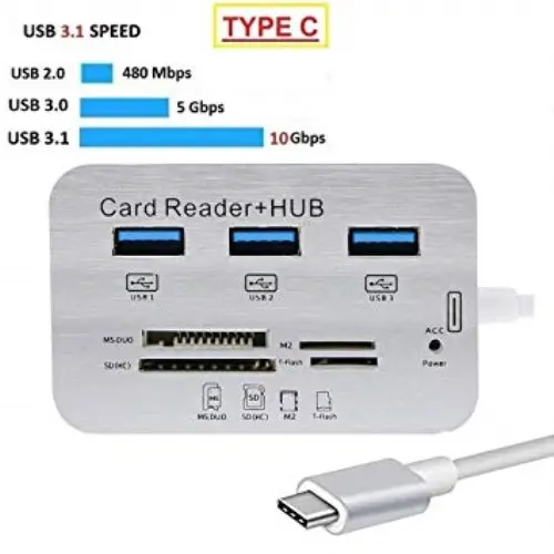 CARD READER + HUB 3.2/3.1 5-10GBPS - TIPO C