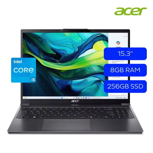 LAPTOP ACER ASPIRE GO 15 15.3" I5-1334U 8/256GB SSD WIN 11 HOME INGLES AG15-51P-510U - GRIS OSCURO 