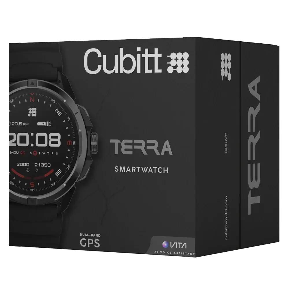 CUBITT TERRA SMARTWATCH DUAL BAND GPS - BLACK