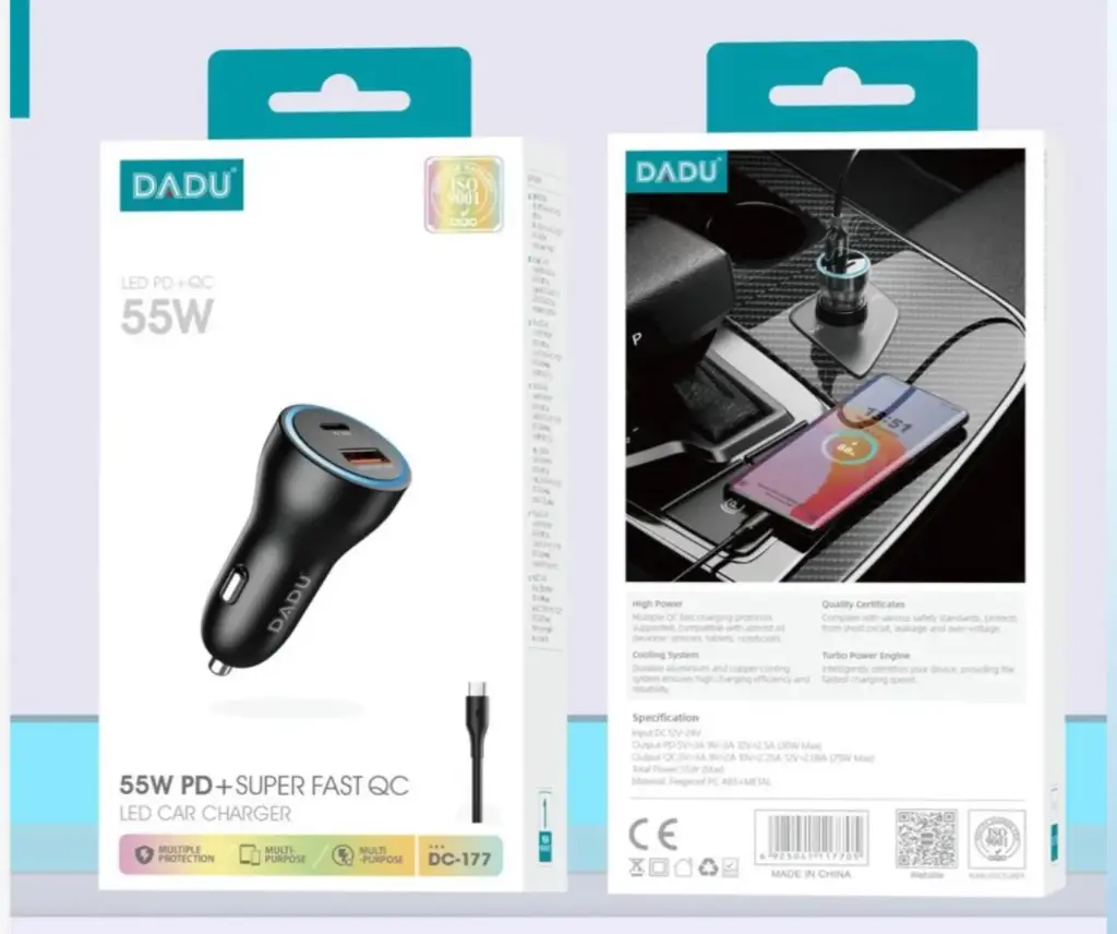 DADU CARGADOR DE CARRO 55W PD+SUPER FAST QC DC-177