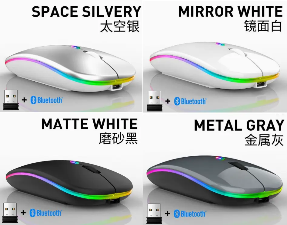 MOUSE X1 USB + BT CON LED - WH/SIL/GRAY/BK